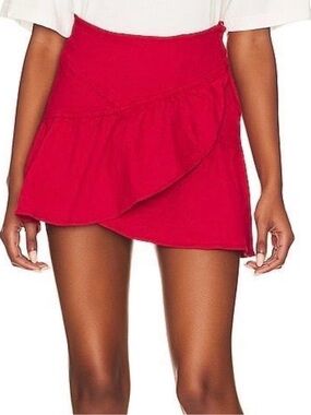 MOTHER Minx Mini skirt / Red Ruffle Wrap